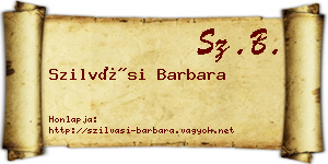 Szilvási Barbara névjegykártya